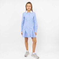 Vestido Corto Manga Larga Mujer Icono Celeste