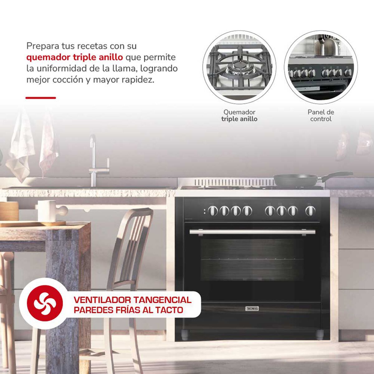 Cocina a Gas Thomas Venezia 5 Quemadores