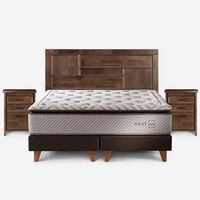 Cama Europea Rosen Base Dividida 2 Plazas Dolce + Respaldo + 2 Veladores