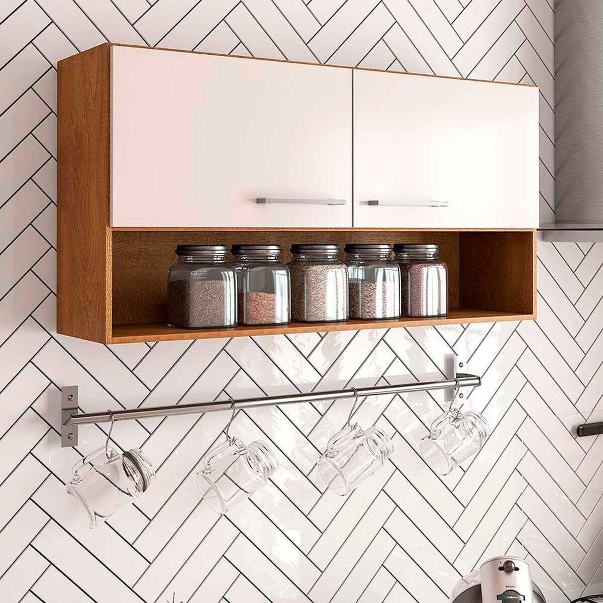 Mueble de Cocina Aereo Vekkahome Evandro 2 Puertas Blanco