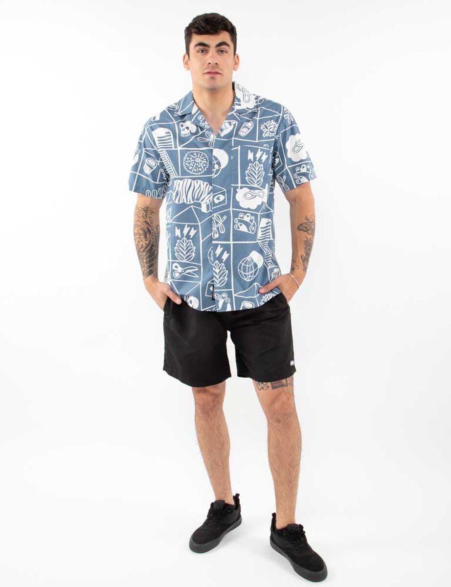 Camisa Algod&oacute;n Estampada Manga Corta Hombre Icono