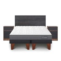 Cama Europea CIC Base Dividida King Anatomic + Respaldo + 2 Veladores Espresso