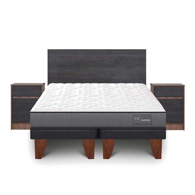 Imagen 1 del producto Cama Europea CIC Base Dividida King Anatomic + Respaldo + 2 Veladores Espresso