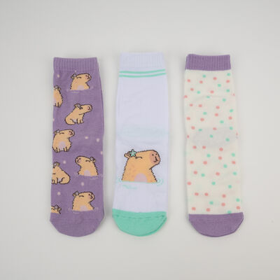 Imagen 2 del producto Pack 3 Calcetin Largo Niña Chess Lila, Rosado