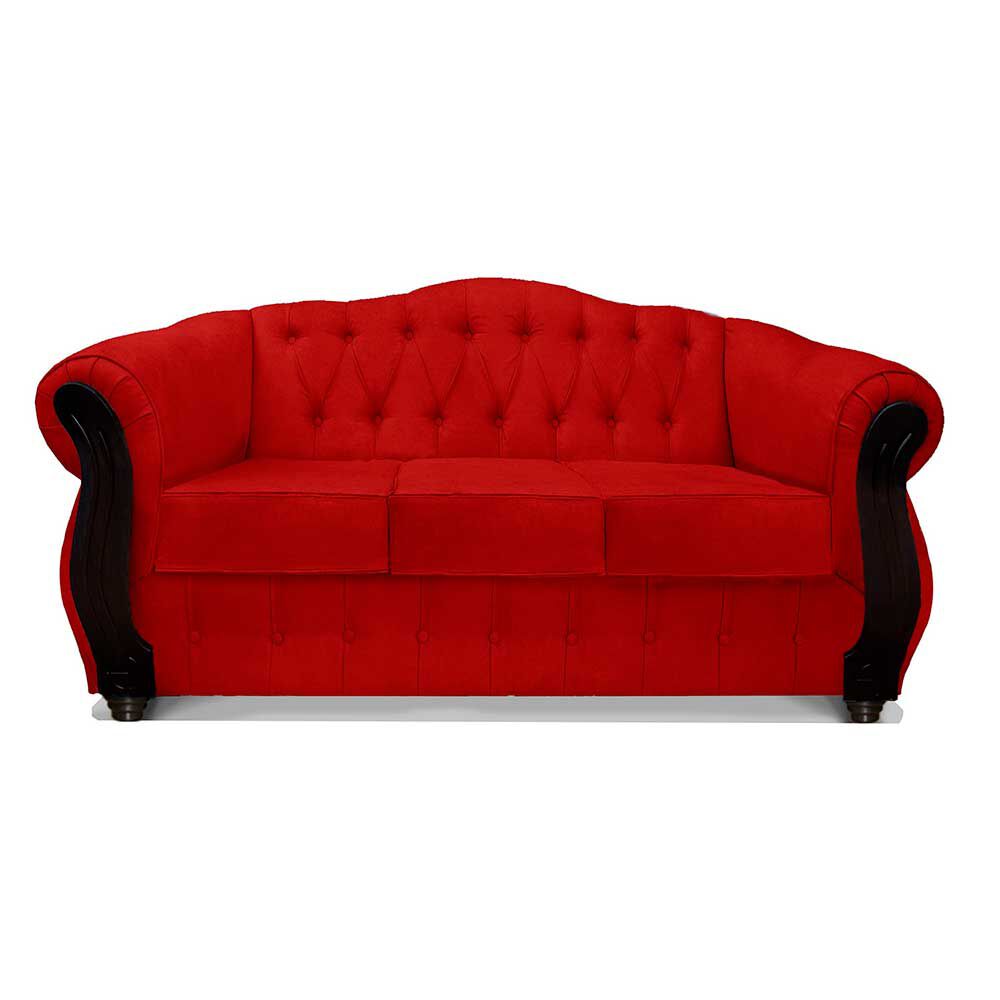Sofá Elegant Detail Orlando 3 Cuerpos Tela Rojo