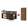 Combo Cama Alta Casanova 1 Plaza Espresso Filadelphia + Cajonera + 2 Repisas + Clóset 3 Puertas 2 Cajones