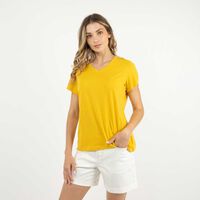 Polera Manga Corta Mujer Portman Club Mostaza