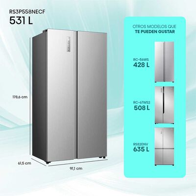 Imagen 2 del producto Refrigerador Side By Side Hisense RS3P558NECF 531 lts.