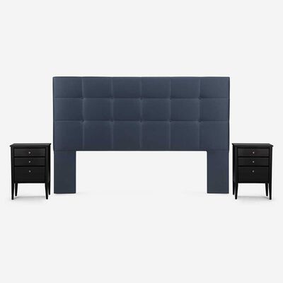 Respaldo + 2 Veladores Rosen King Issey Azul