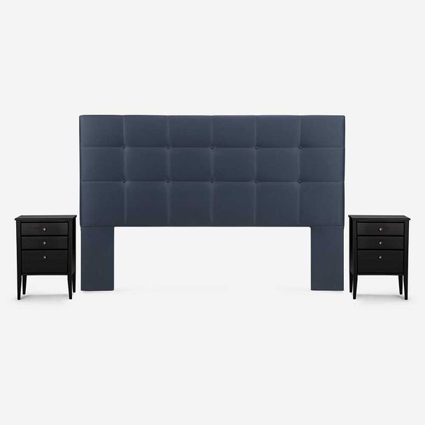 Respaldo + 2 Veladores Rosen King Issey Azul