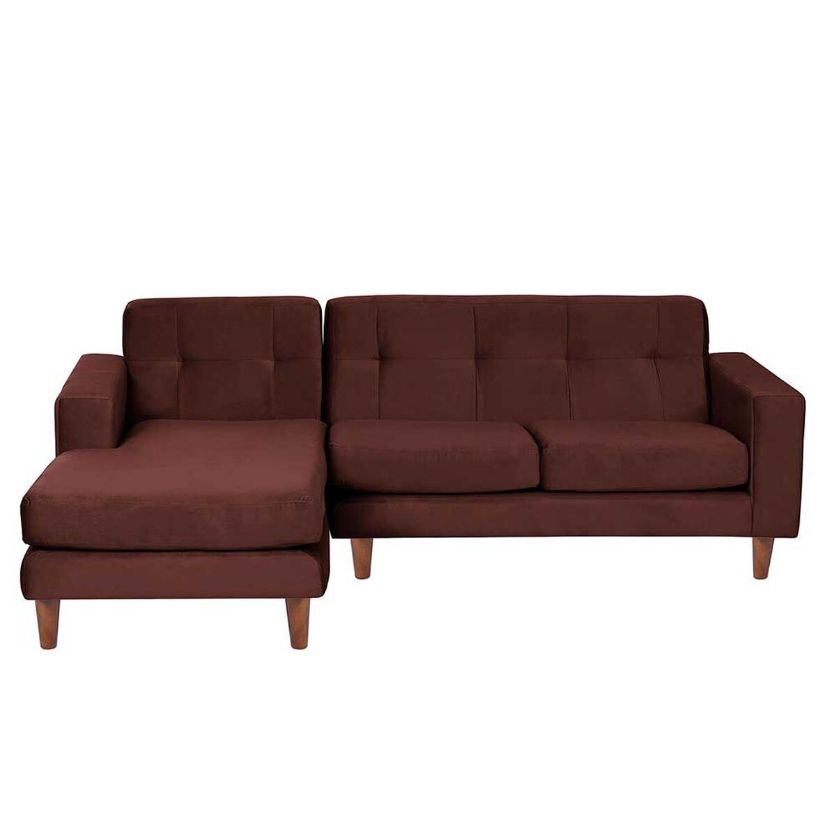 Sof&aacute; Seccional Izquierdo Latam Home Salermo Tela Velvet 3 Cuerpos Chocolate