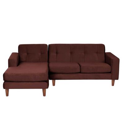 LATAM HOME Sofá Seccional Izquierdo Latam Home Salermo Tela Velvet 3 Cuerpos Chocolate