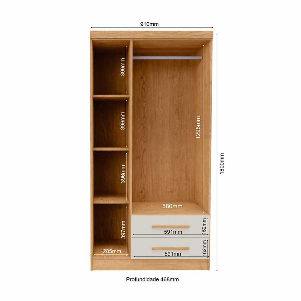 Closet Yardas Leticia 3 Puertas 2 Cajones Arena
