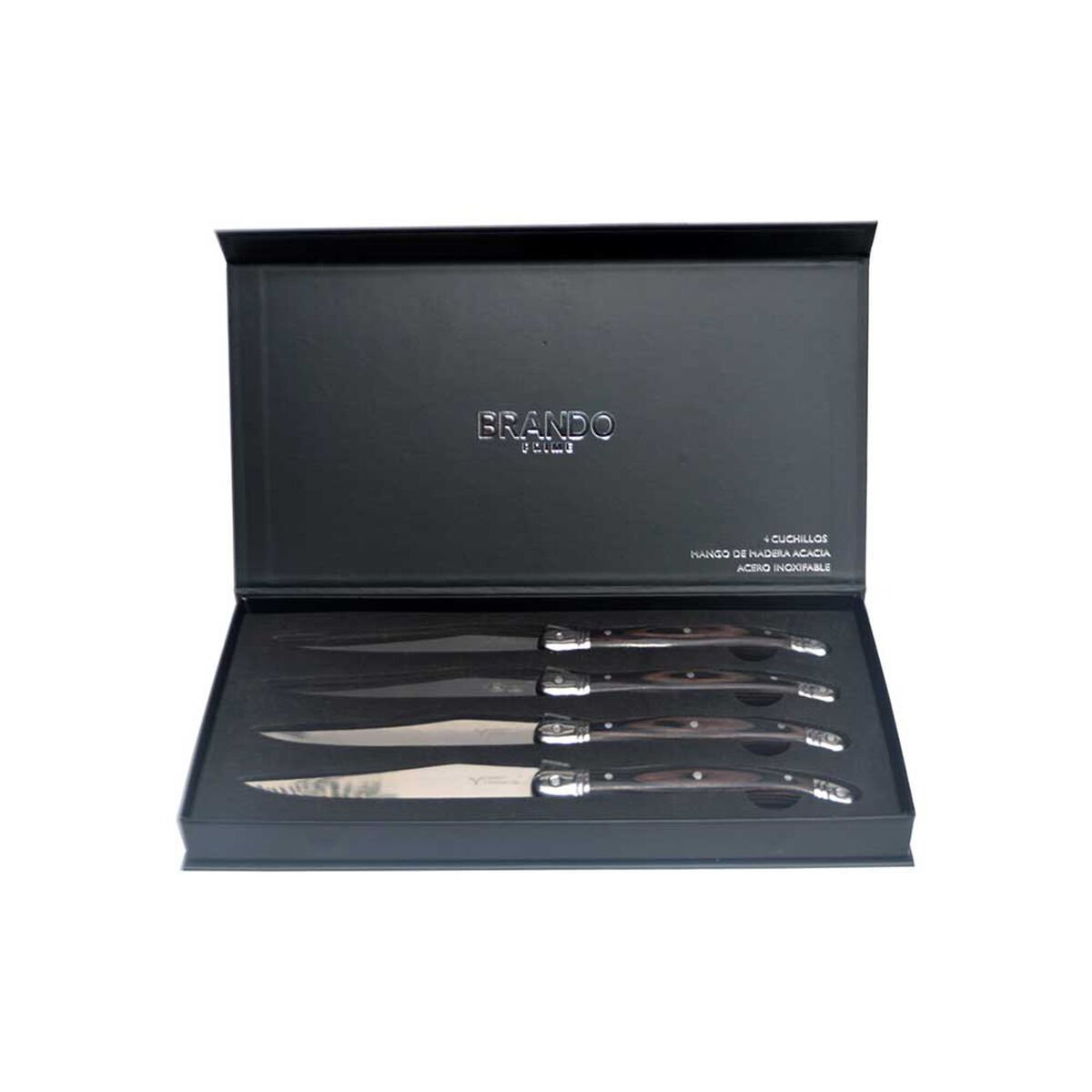 Set de 4 Cuchillos Brando Prime Hoja de Acero Inoxidable Café