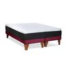 Cama Europea Latam Home Base Dividida 2 Plazas Zen Top Spring Soft Velvet Burdeo