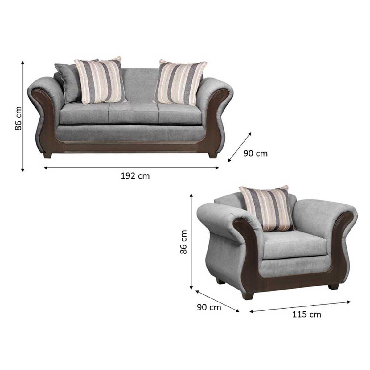 Juego de Living Innovamuebles Palermo Sofá 3 Cuerpos + Dos Sillones 1 Cuerpo Chocolate