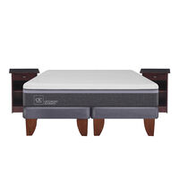 Cama Europea CIC Base Dividida 2 Plazas Ortopedic Advance + 2 Veladores Dublin Chocolate