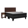 Cama Europea Celta Base Dividida 2 Plazas Atlantis Black + Respaldo + 2 Veladores Castilla