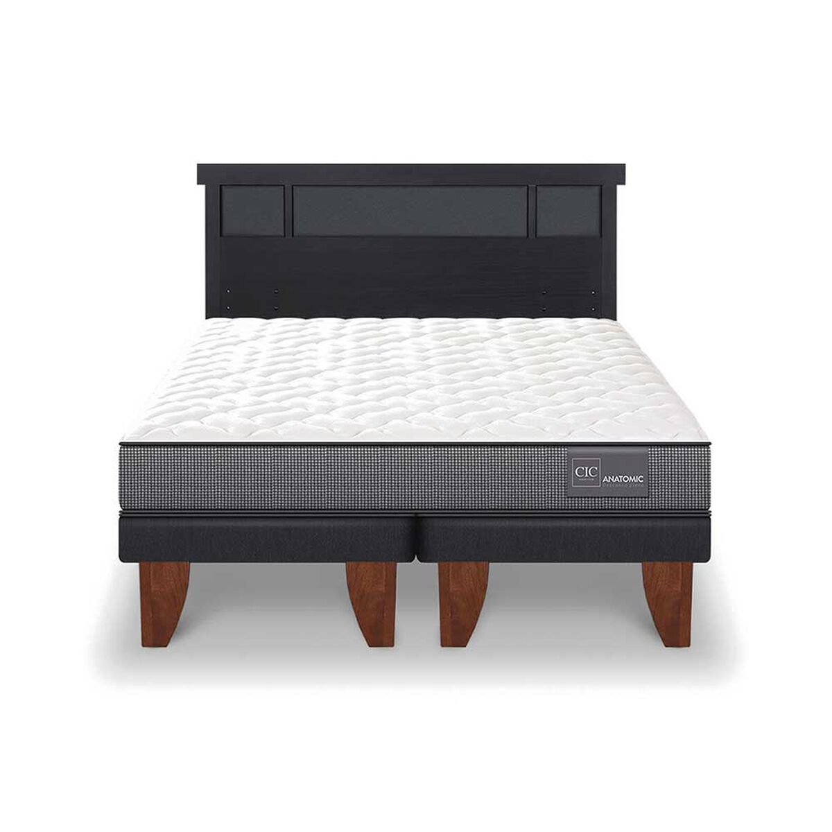 Cama Europea CIC Base Dividida King Anatomic + Respaldo Dublin Negro