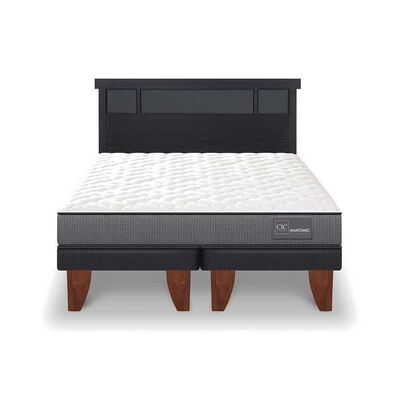 Cama Europea CIC Base Dividida King Anatomic + Respaldo Dublin Negro