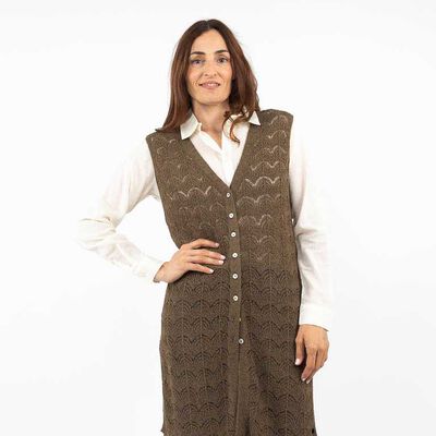 Sweater Largo Sin Mangas Mujer Portman Club Verde