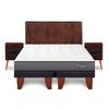 Cama Europea CIC Base Dividida 2 Plazas Anatomic + Respaldo Baker + 2 Veladores Niger