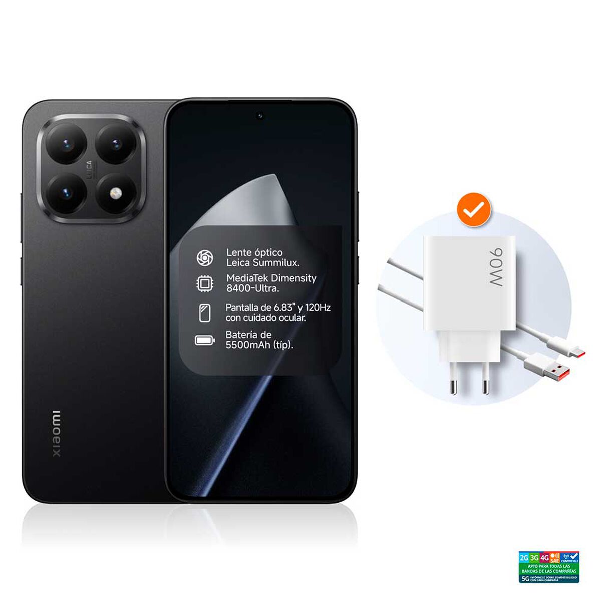 Celular Xiaomi Negro 15T 512Gb + Smartwatch REDMI Watch 5 Lite