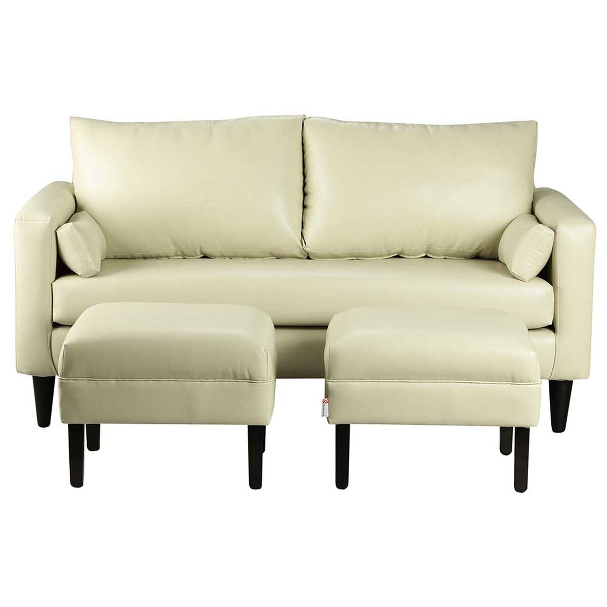 Juego de Living Bodevir Sky PU 00 Sof&aacute; 3 Cuerpos + Dos Pouf 1 Cuerpo Beige&nbsp;