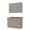 Combo Cocina Mueble A&eacute;reo + Base Home Mobili Americana 120 cm Gris
