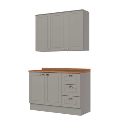 Combo Cocina Mueble Aéreo + Base Home Mobili Americana 120 cm Gris