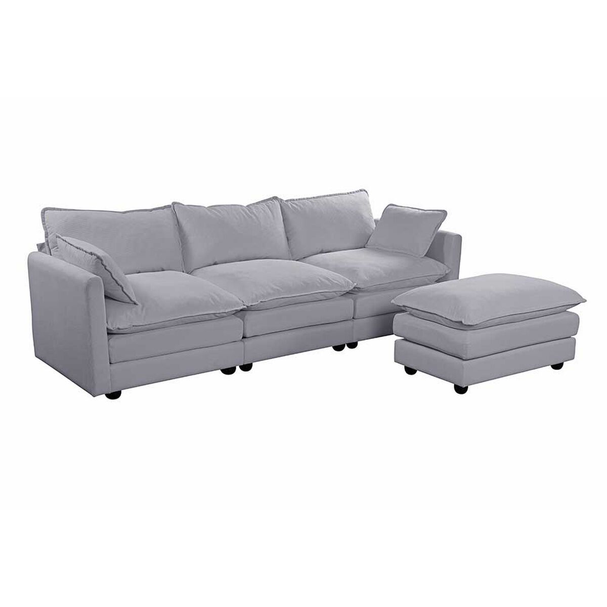 Seccional Izquierdo o Derecho Casanova Samantha Moderno 3 cuerpos + Ottoman Gris
