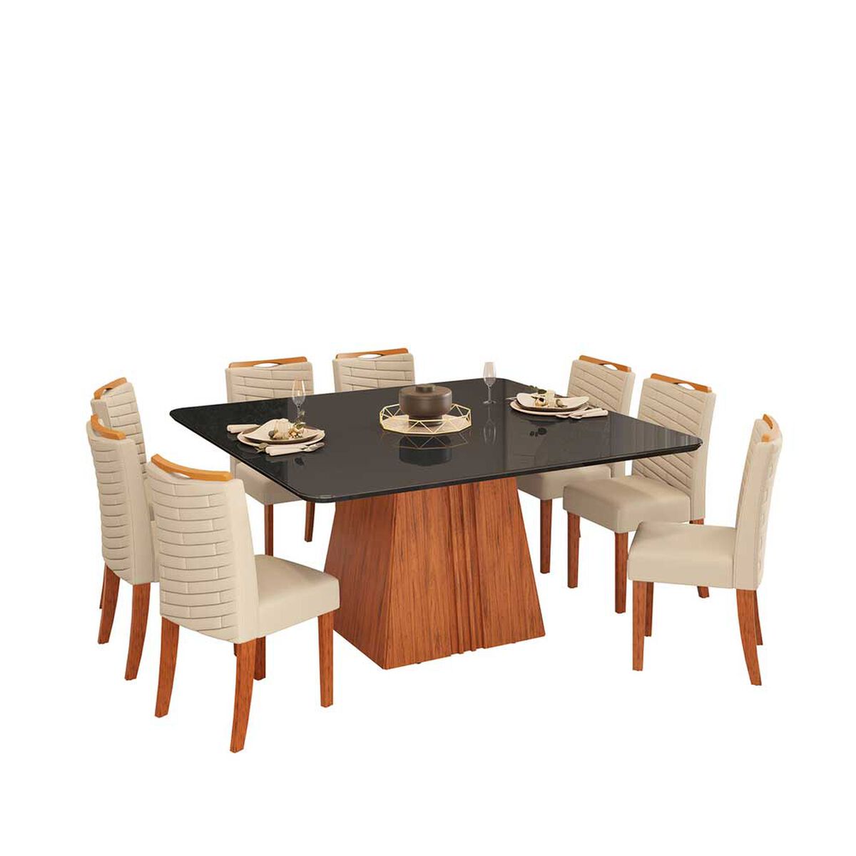 Juego de Comedor Vekkahome Italia 8 Sillas Negro
