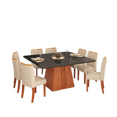 Juego de Comedor Vekkahome Italia 8 Sillas Negro