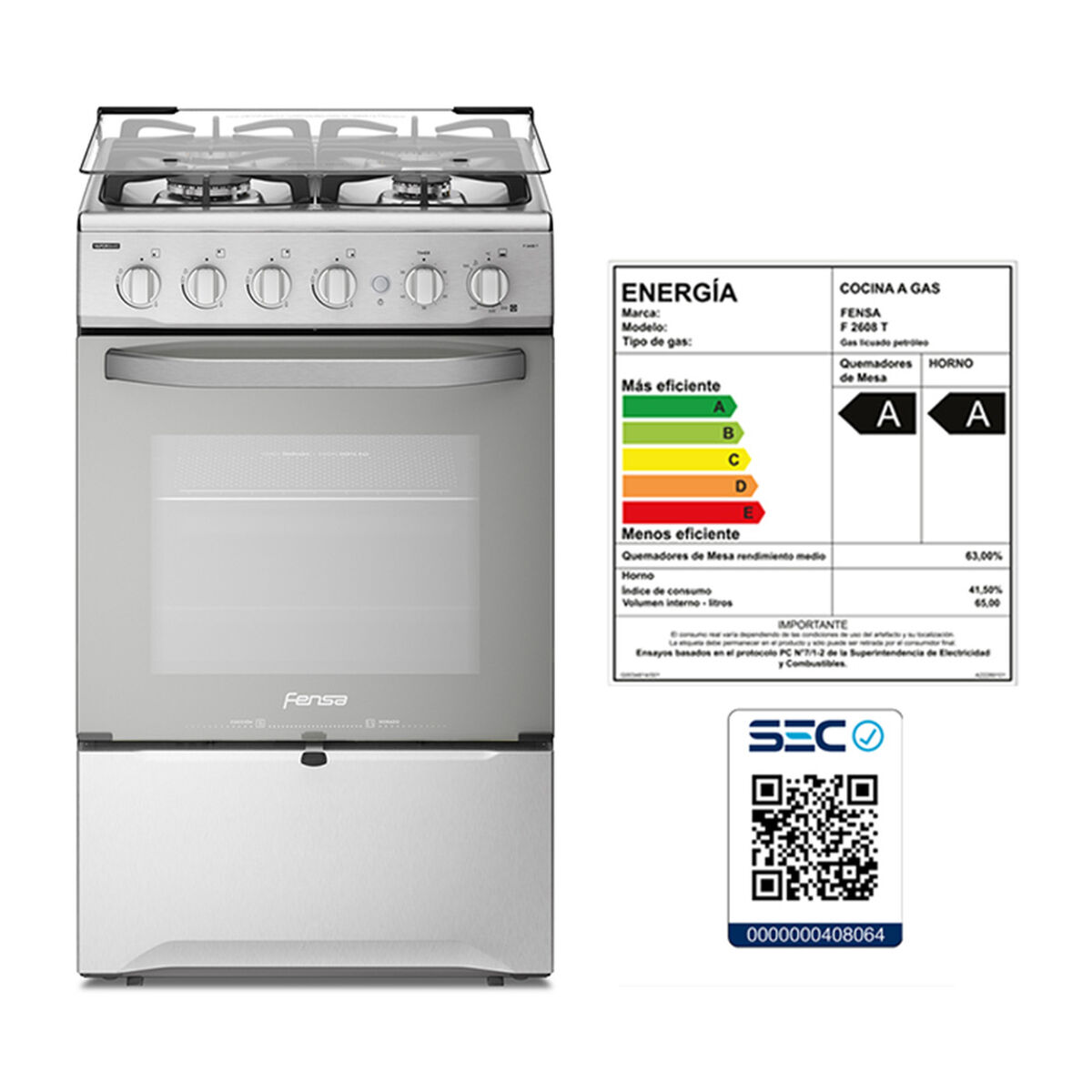 Cocina a Gas Fensa F 2608 T 4 Quemadores