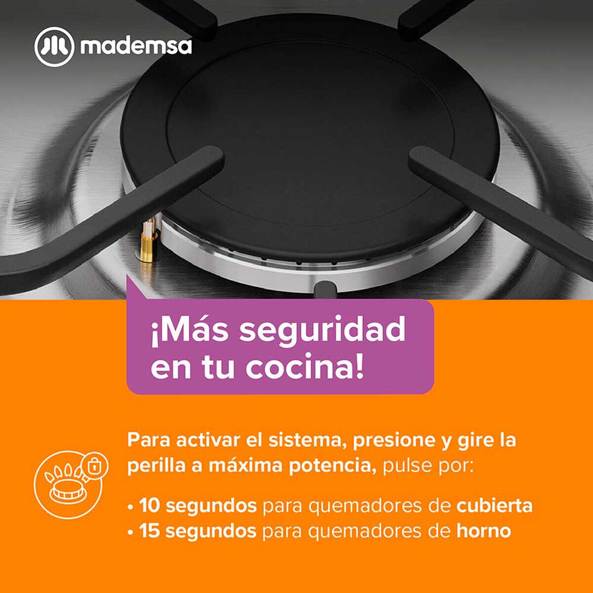 Combo Cocina a Gas Mademsa MV 220 T 4 Quemadores + Set 2 Mugs Zibel MG-0476 Blanco Negro + Juego de Cubiertos Casanova K-1050 16 Piezas