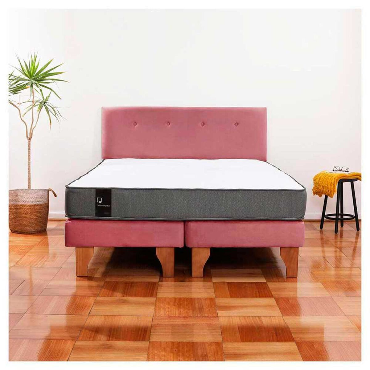 Cama Europea Latam Home Base Dividida 2 Plazas Zen Best Palo Rosa + Respaldo
