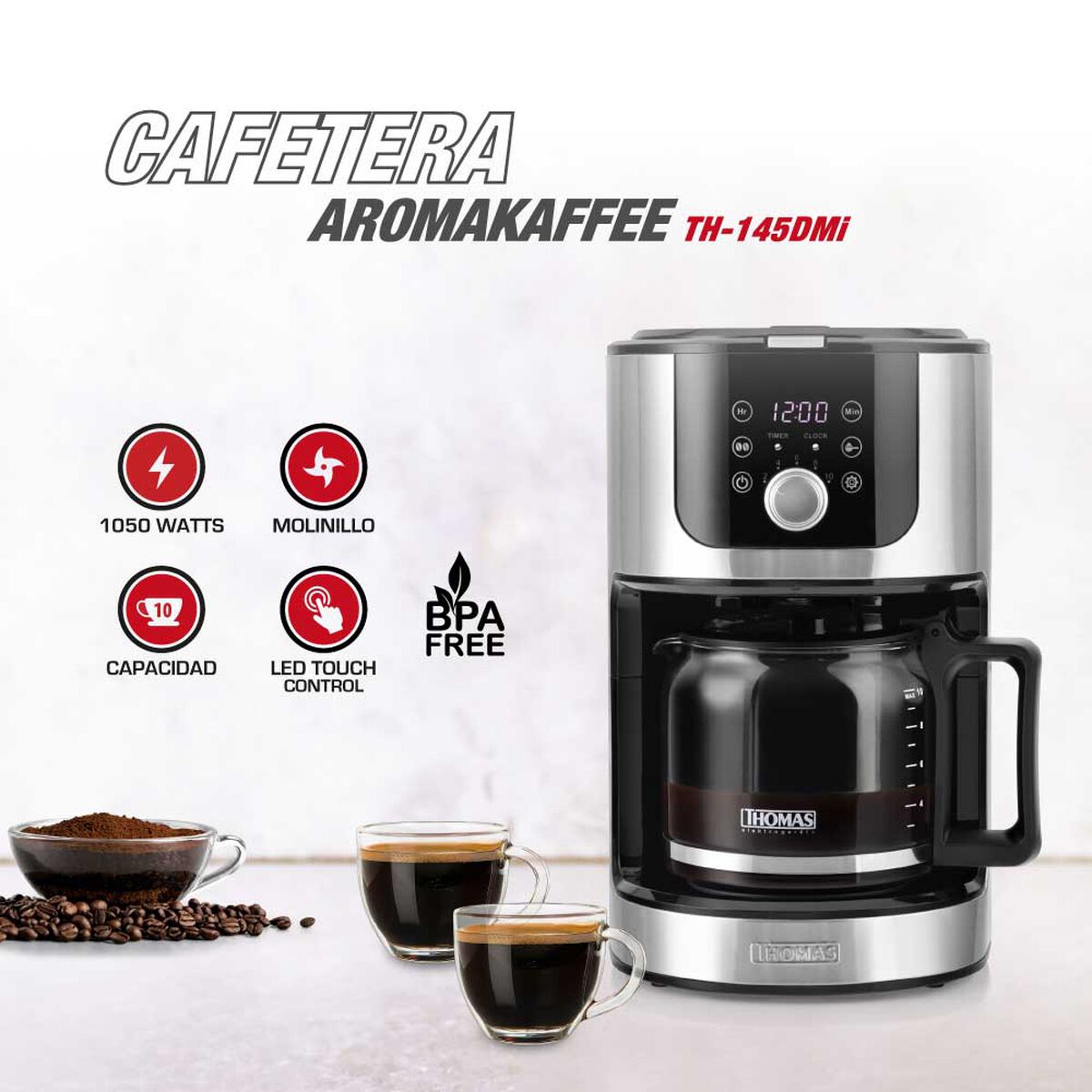 Cafetera Thomas TH-145DMi 1,2 lts.