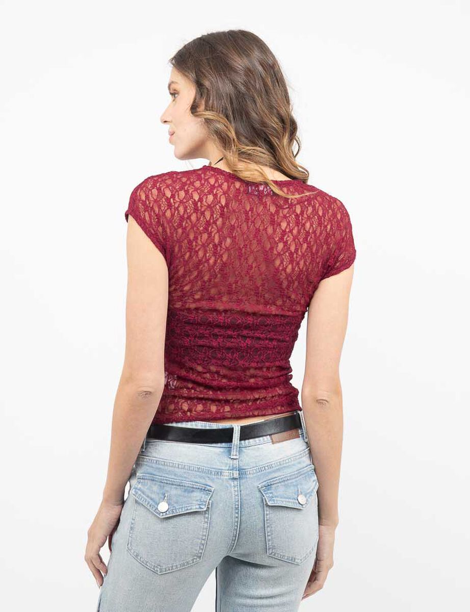 Polera Encaje Manga Corta Mujer Soviet