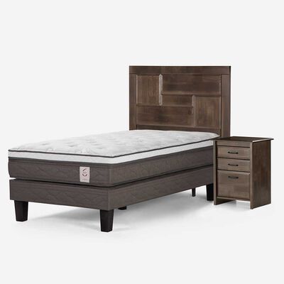 Cama Europea Rosen 1,5 Plazas Dolce + Respaldo + Velador