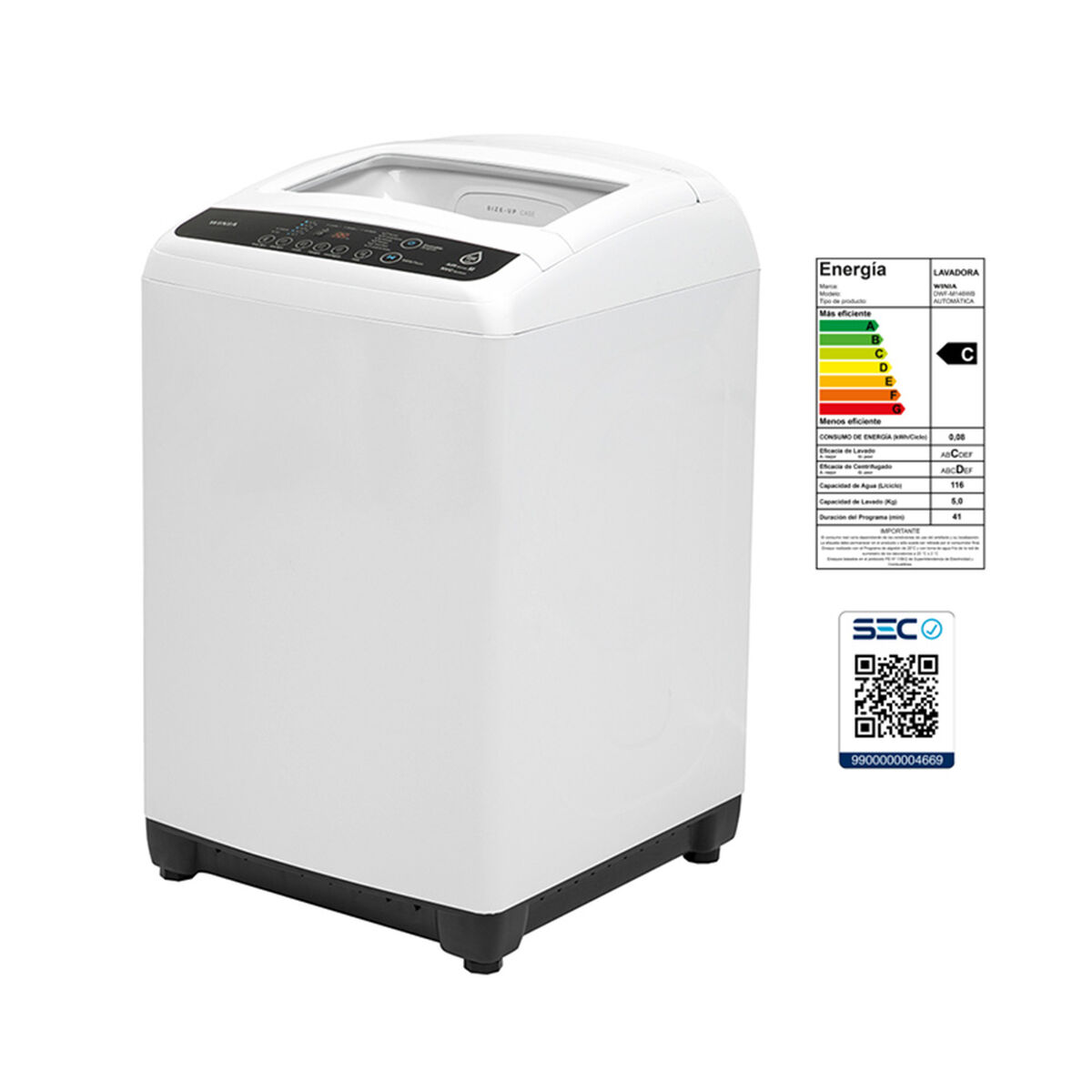 Lavadora Automática Winia DWF-M146WB 14,5 kg.