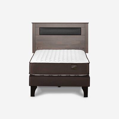 Cama Europea Rosen 1,5 Plazas New Ergo T + Respaldo Ferrera Gris