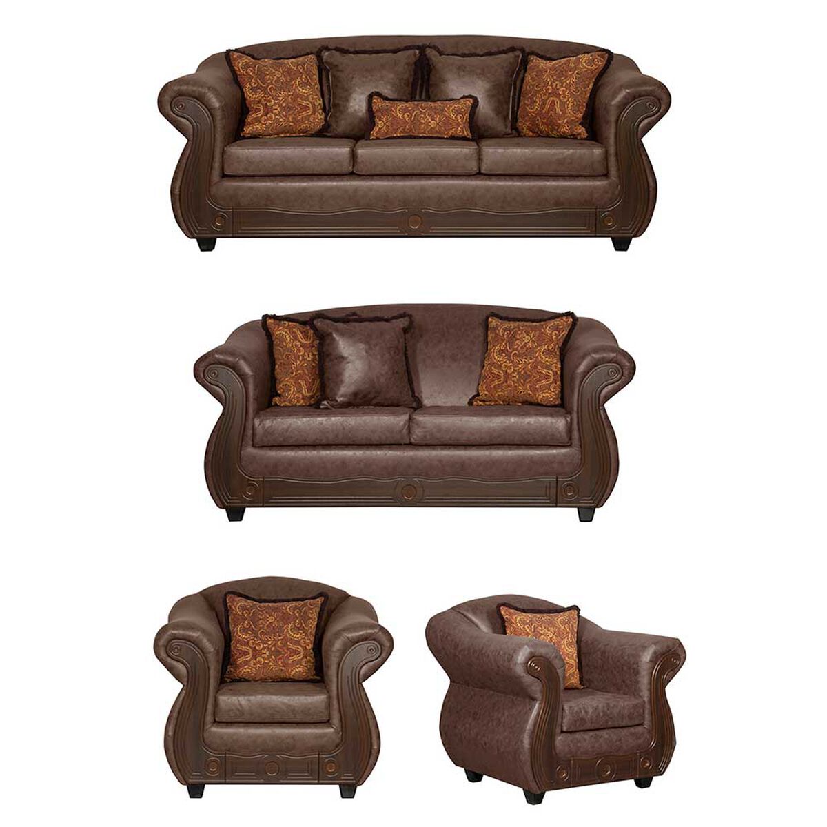 Juego de Living Black Factory Estambul 7 Cuerpos Chocolate