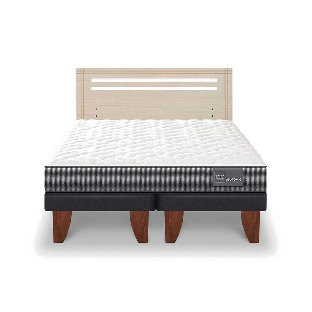 Cama Europea CIC Base Dividida 2 Plazas Anatomic + Respaldo Munich Alpino
