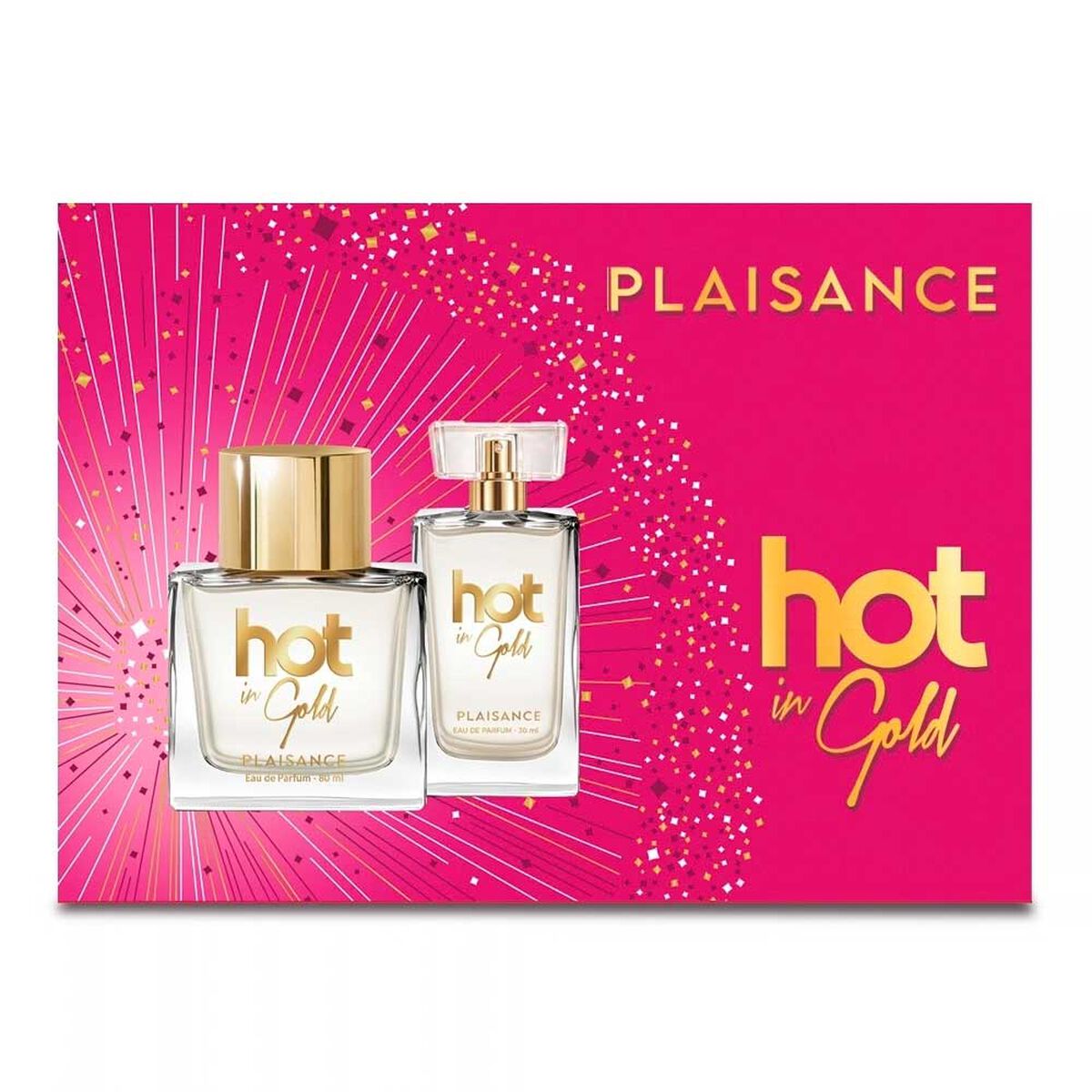 Set Perfume Plaisance Mujer Hot in Gold EDP 80 ml + Miniatura