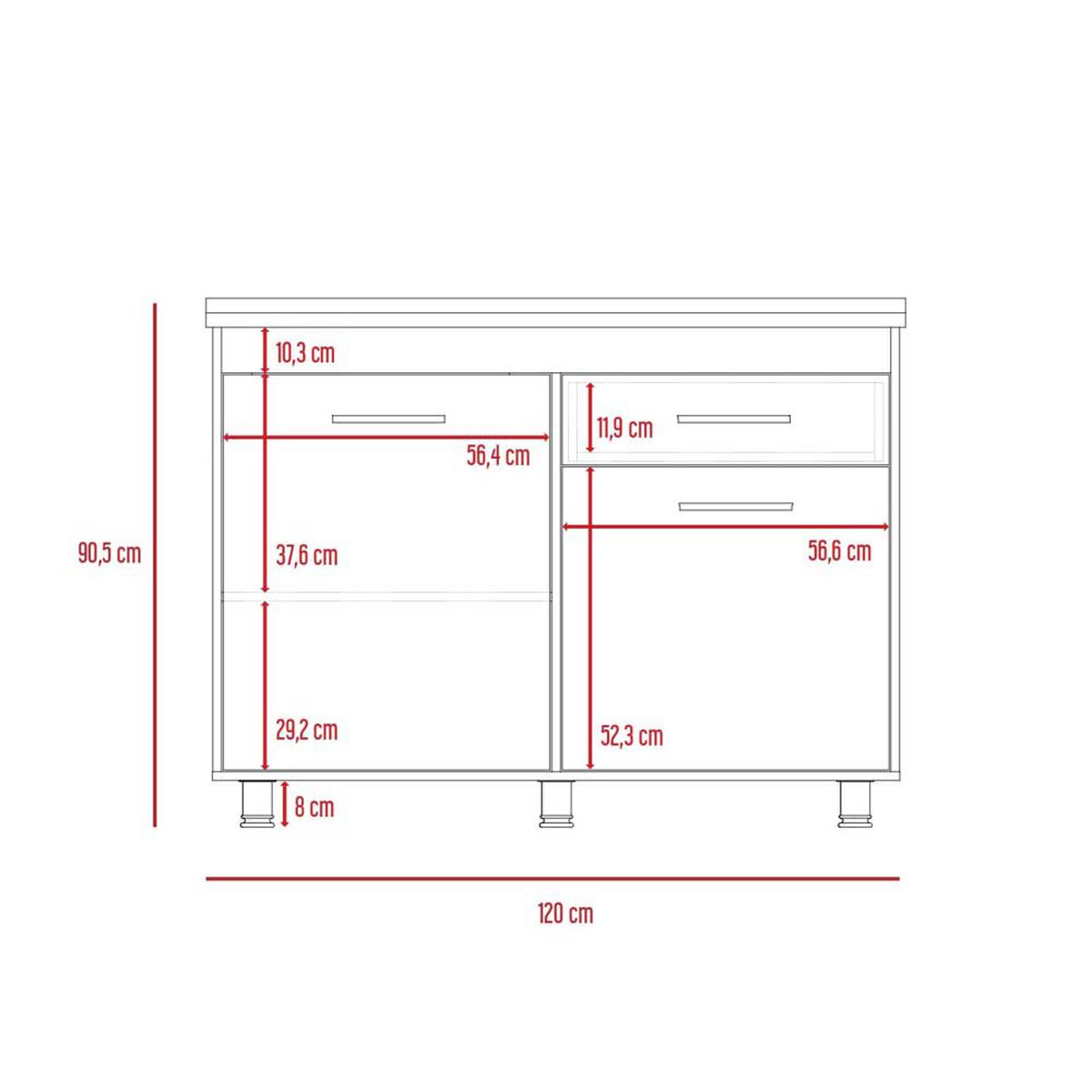Mueble de Cocina Lavaplatos TuHome Orion 2 Puertas 1 Cajón Duna Blanco