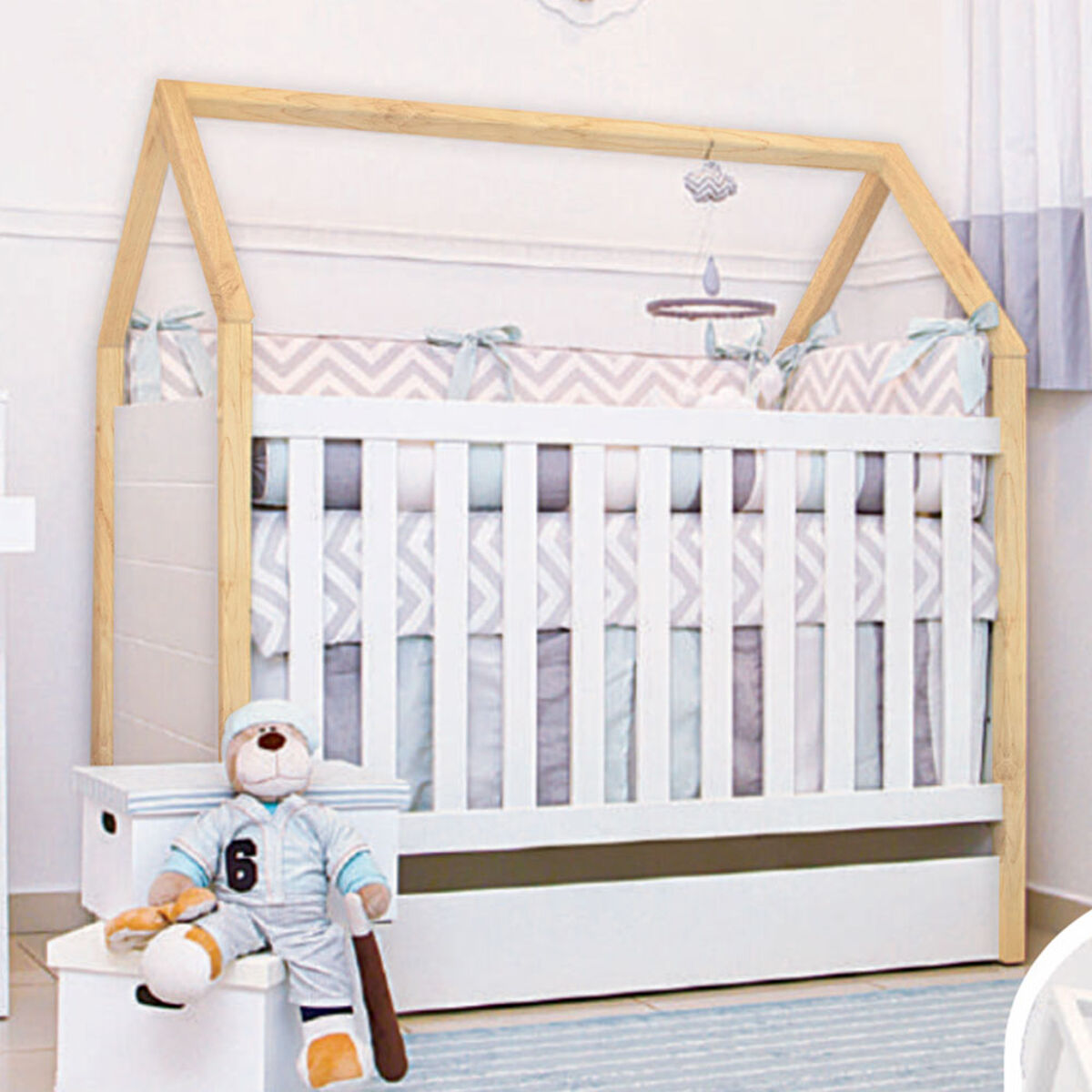 Cuna Montessori Blanca /Natural Bbpro (140X70Cm) 3 Cajas