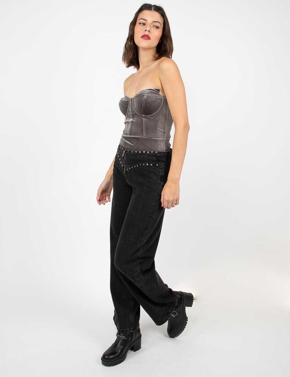 Jeans Indigo Apliques Mujer Fiorucci