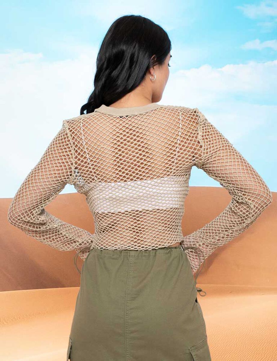 Polera Transparente Manga Larga Mujer Icono