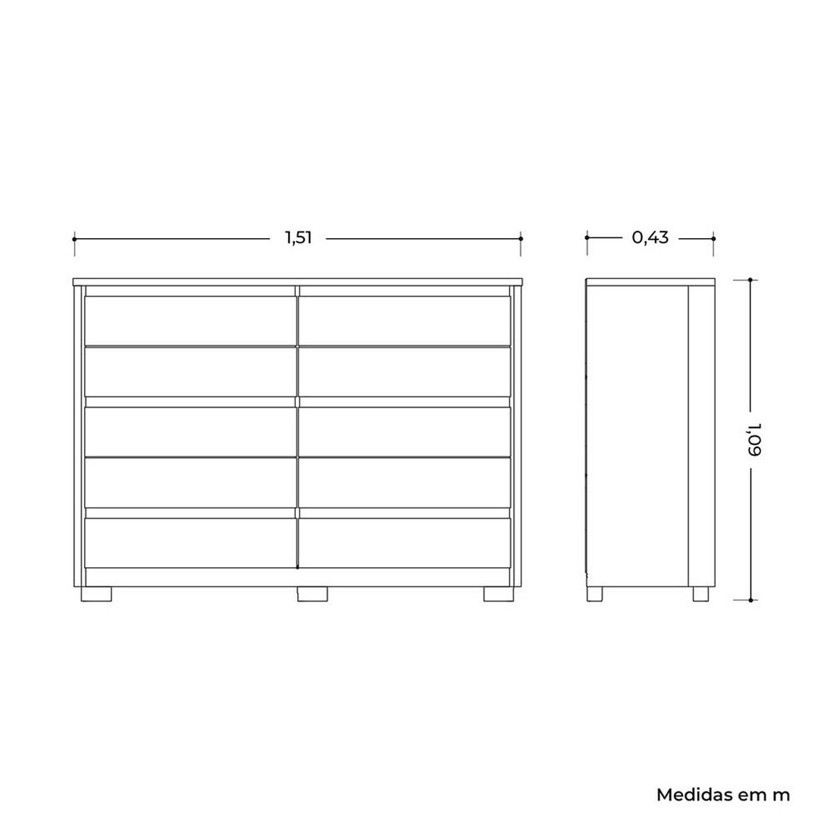 Cómoda Vekkahome Dueto 10 Cajones Blanco