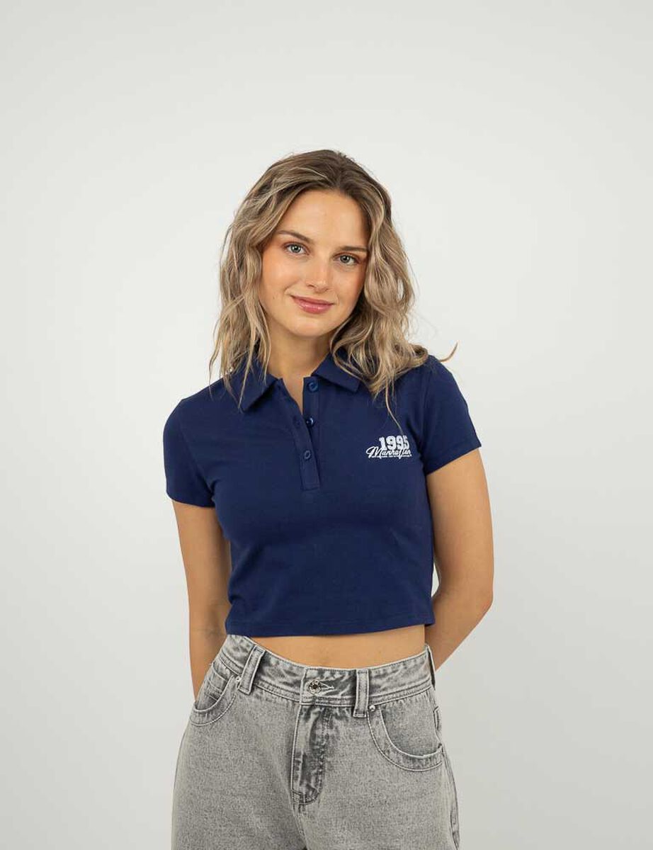 Polera Piqu&eacute; Crop Manga Corta Mujer Icono